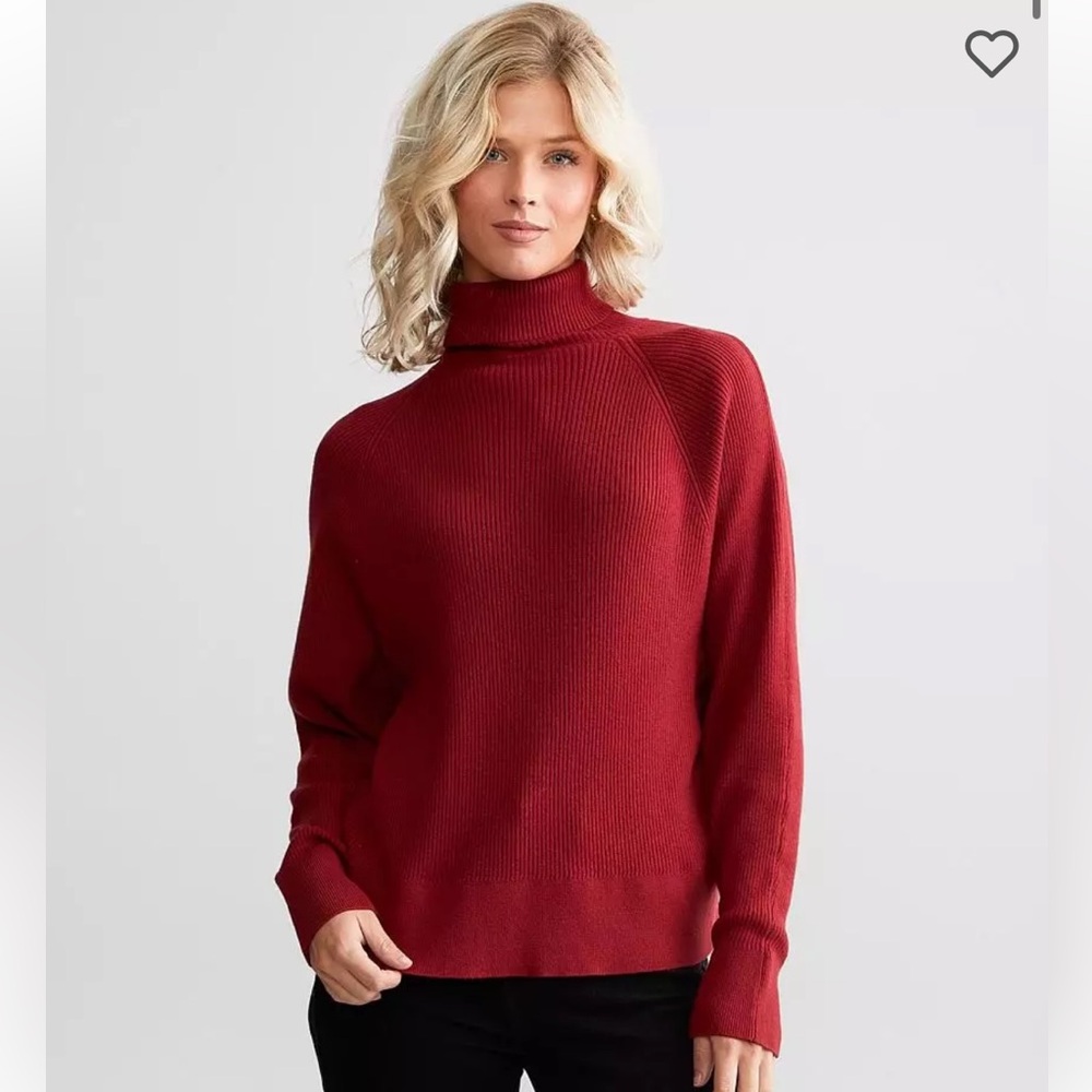 Red by BKE Turtleneck Sweater in Cabernet - Picture 2 of 7